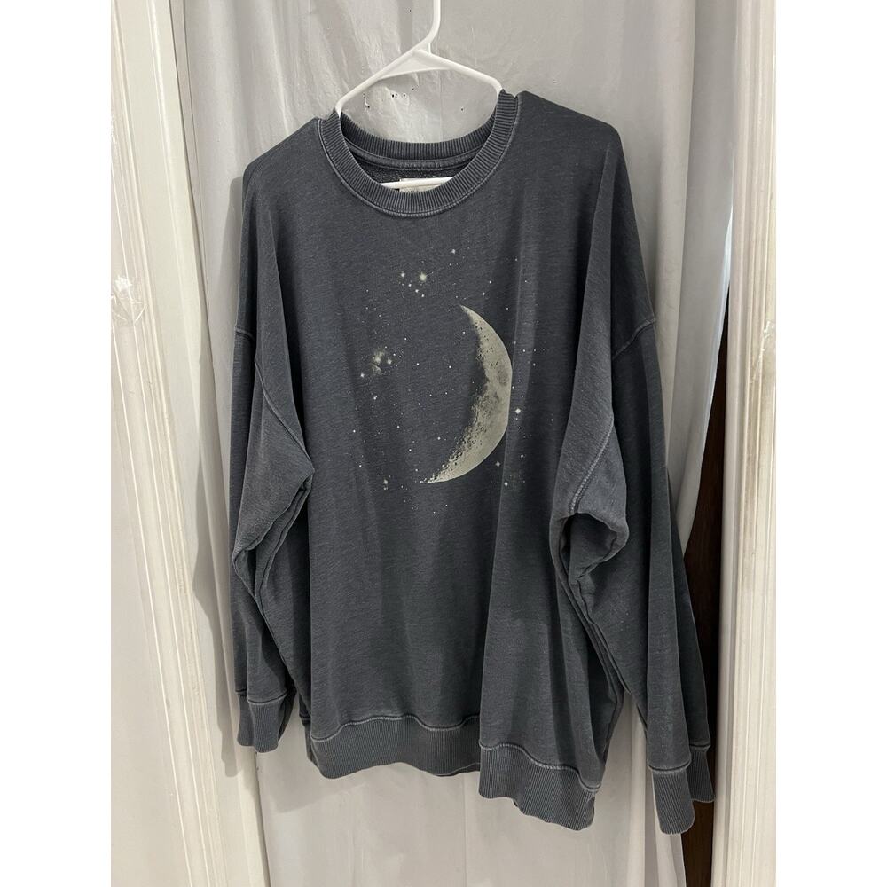 American Eagle Gray Moon Stars Graphic Print Oversized Crew Neck Sweatshirt Sz M - Picture 2 of 9
